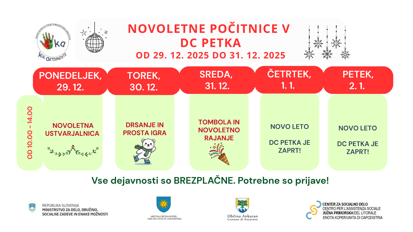 Petka počitniški program december 2025