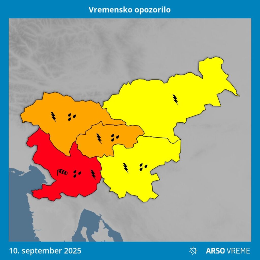 Arso vreme rdeči alarm za 10.9.2025