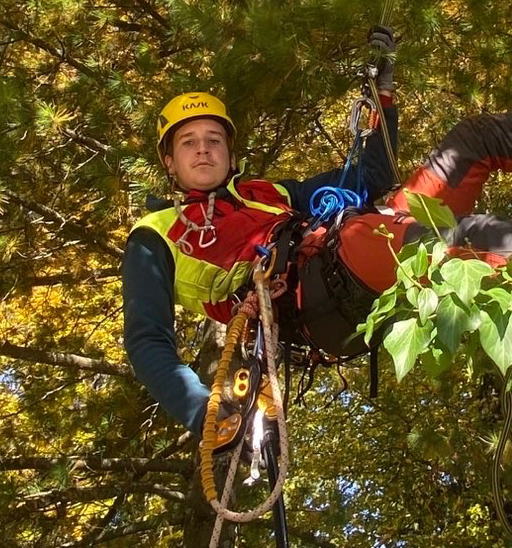 Matija Odar na gozdarski šoli osvaja veščine arborista
