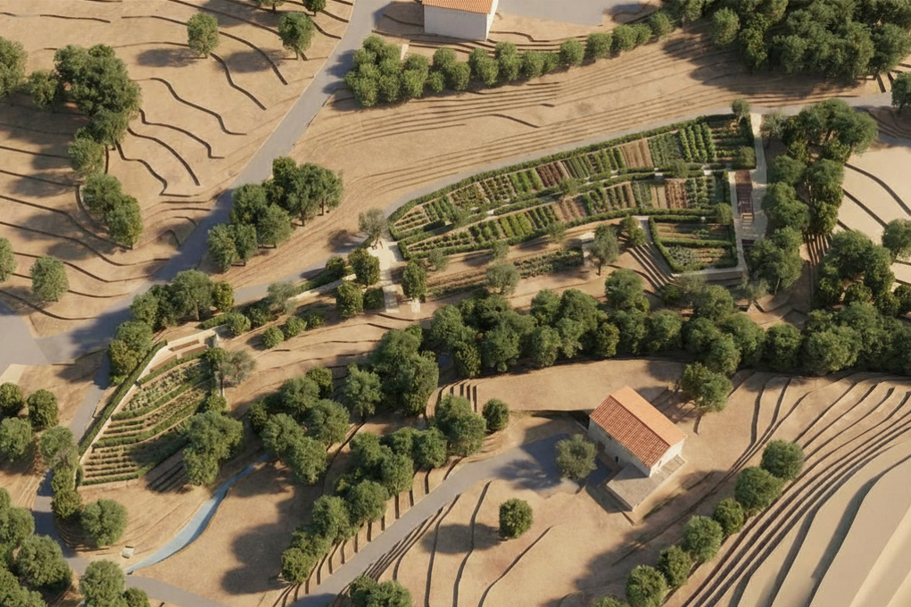 Realistična vizualizacija predvidenega videza urbanih vrtov v Ankaranu po izvedbi načrtovane ureditve. (Vir: Landstudio)